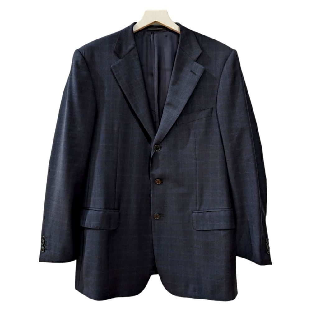 Ermenegildo Zegna Dark Navy Windowpane Blazer